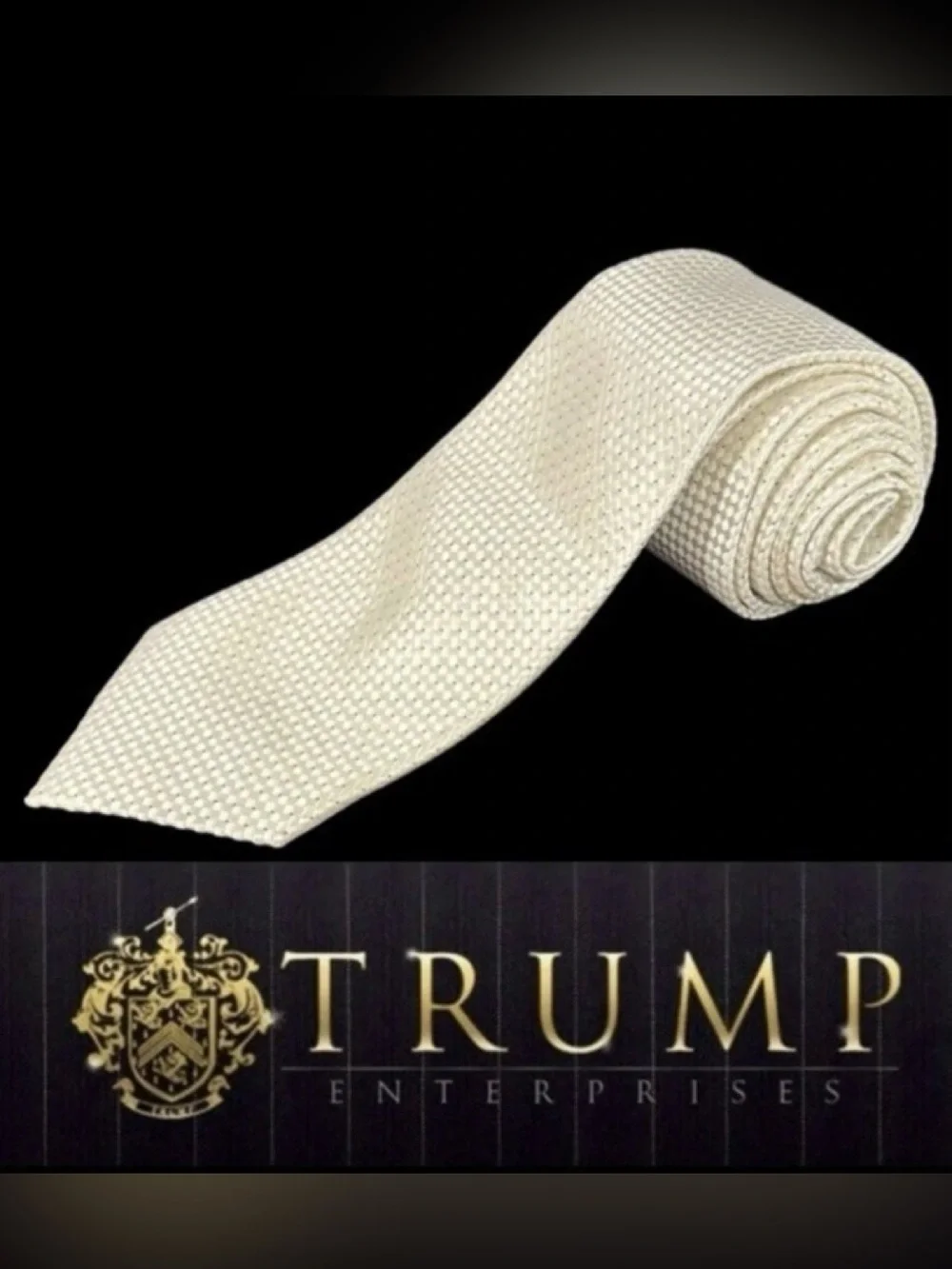 Donald J Trump Necktie Signature Collection Mens Ivory 100% Silk Wedding Tie